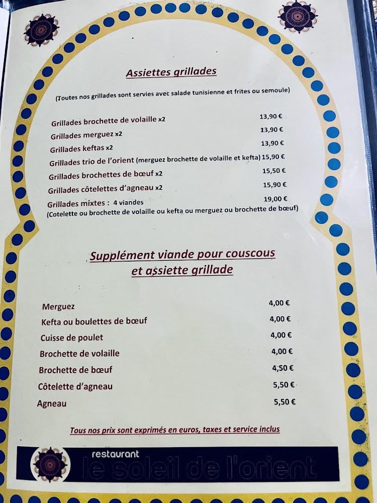 LE SOLEIL DE L'ORIENT - Menu Image 1