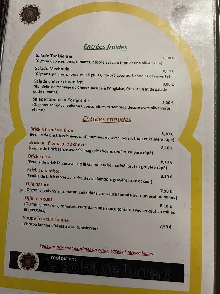 LE SOLEIL DE L'ORIENT - Menu Image 3